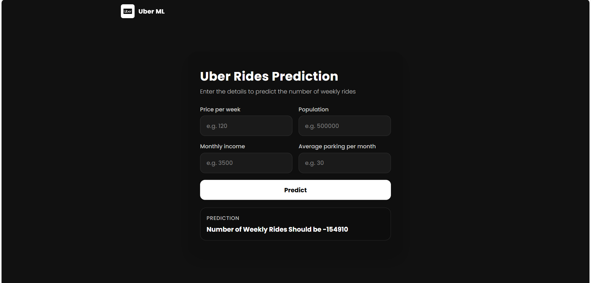 Uber Rides Prediction Flask